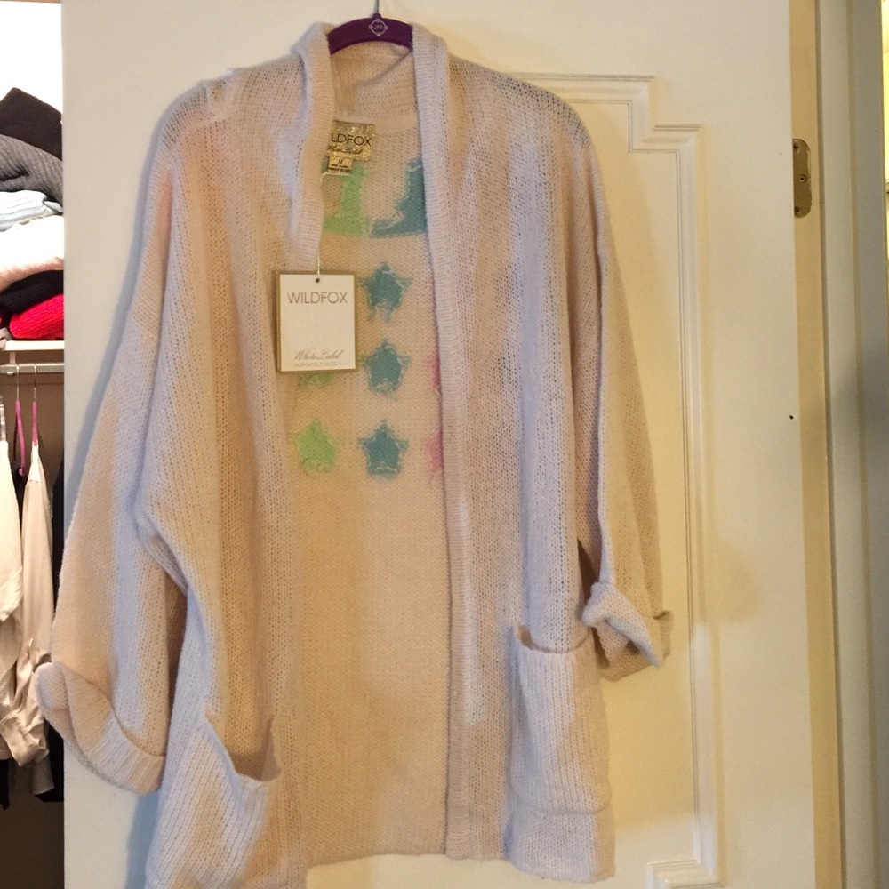 RARE Wildfox White Label Stars Slouch Cardigan M - Picture 3 of 4